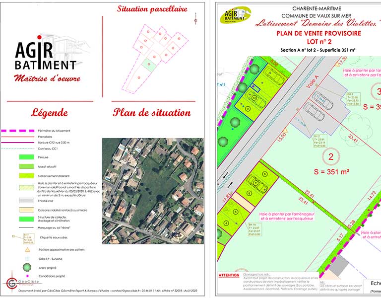 Terrain constructible de 351m² Terrain dans lotissement totalement viabilisé  | VAUX SUR MER Charente Maritime